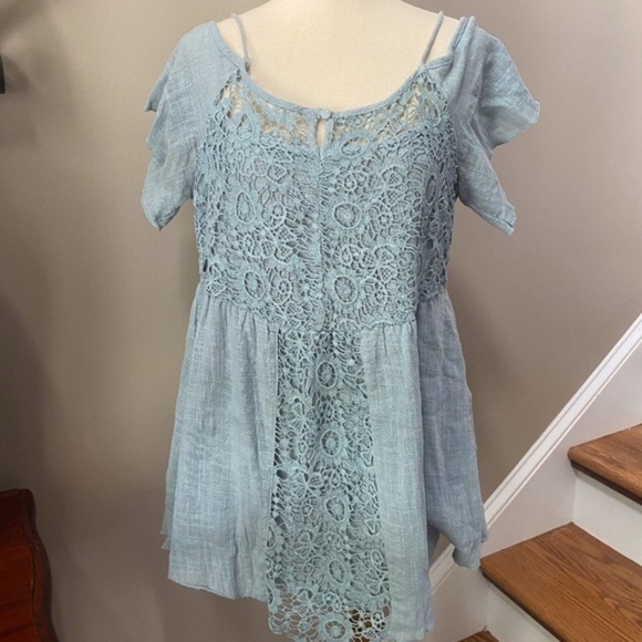 Blu Pepper Crochet Blue swing Top M - Picture 5 of 8